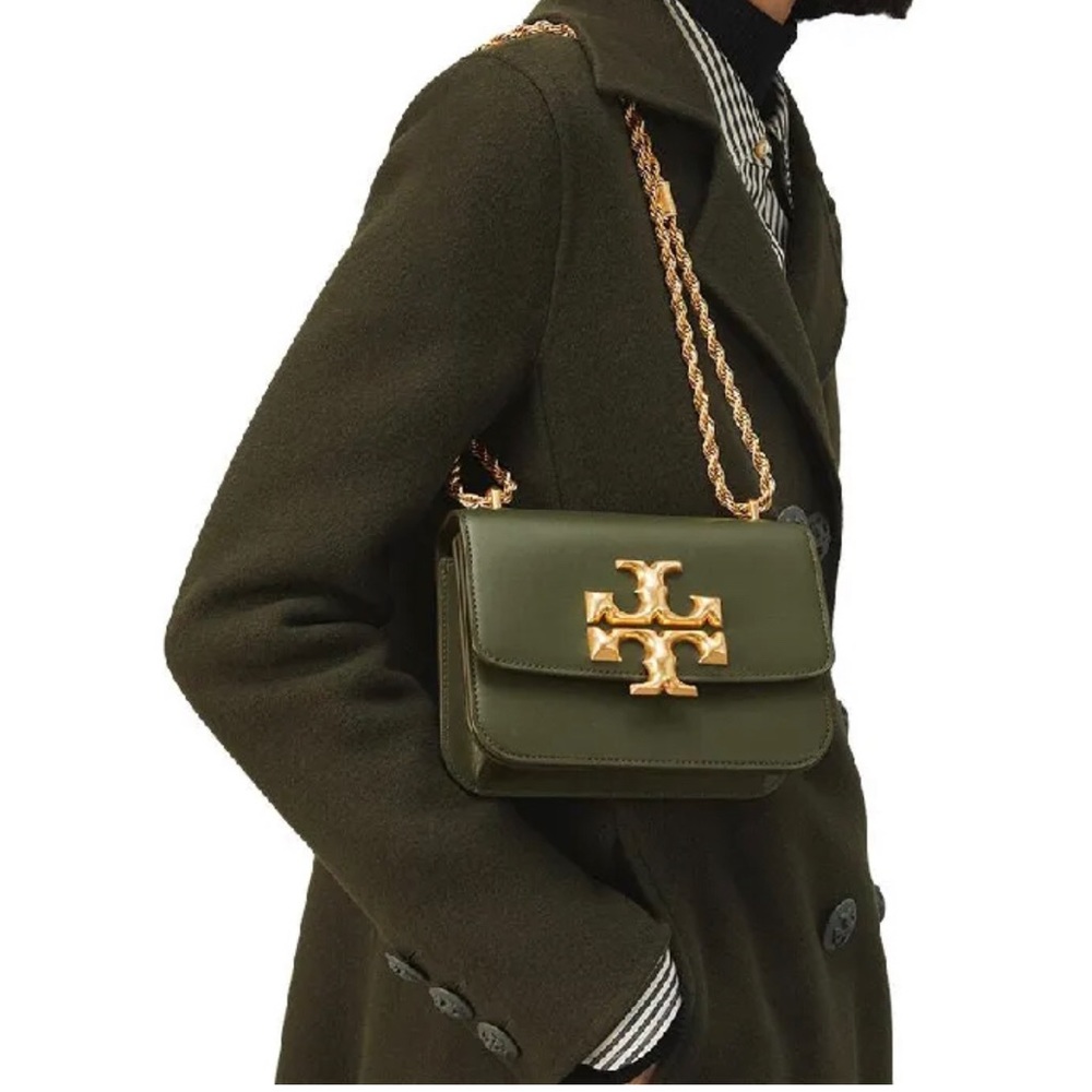 Tory Burch Eleanor Shoulder Bag Convertible Size Small in Dark Ivy